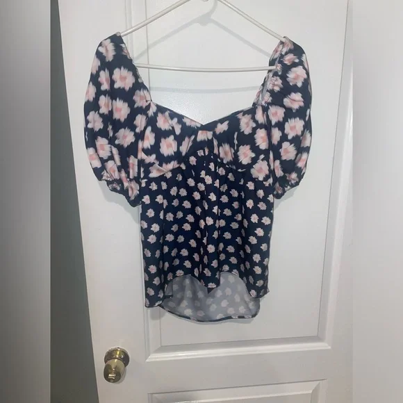 New! Sachin & Babi Lyra Baby Doll Top in Blue & Pink Ikat Floral 🌸 sz 0 NWT! - Picture 9 of 14